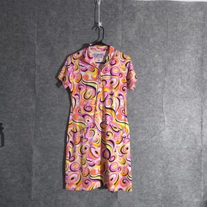 IBKUL Golf Dress Women's Small Pink Swirl Pattern Short Sleeve UPF Performances